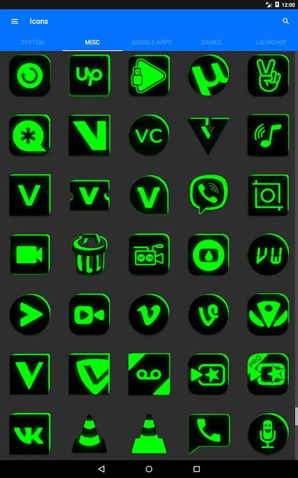 Flat Black and Green IconPack | Indus Appstore | Screenshot