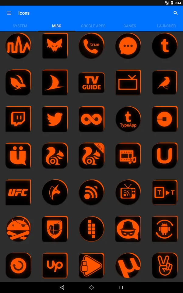 Flat Black and Orange IconPack | Indus Appstore | Screenshot