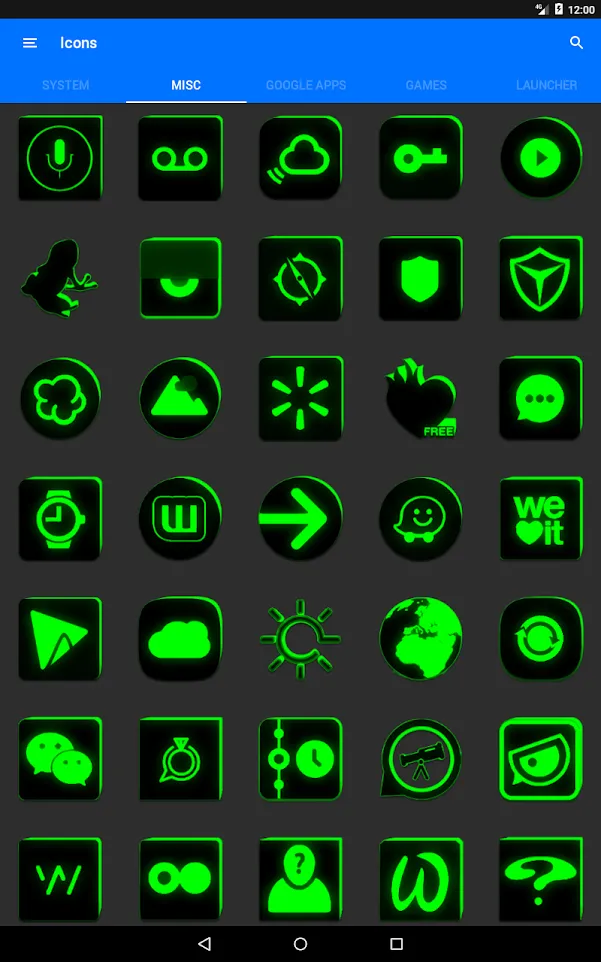 Flat Black and Green IconPack | Indus Appstore | Screenshot