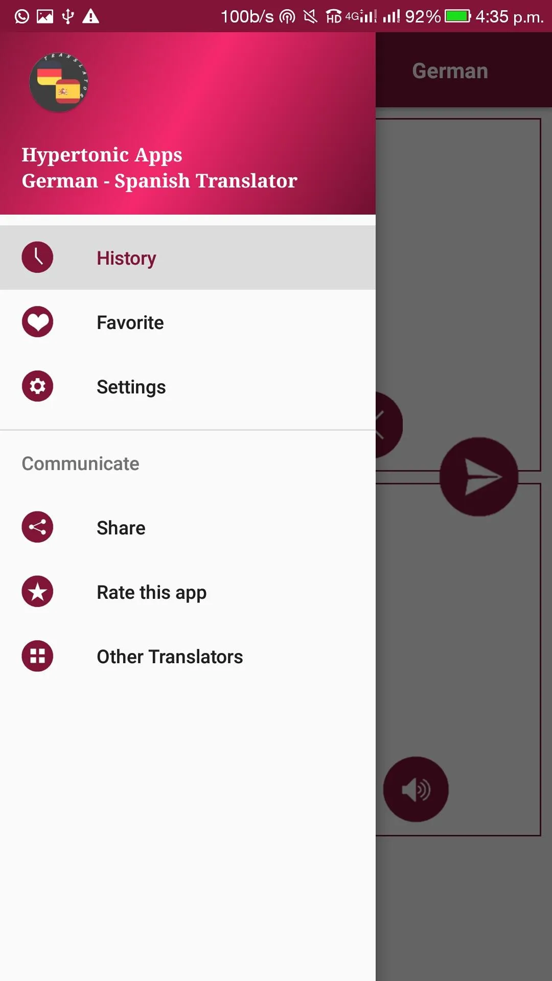 German - Spanish Translator | Indus Appstore | Screenshot