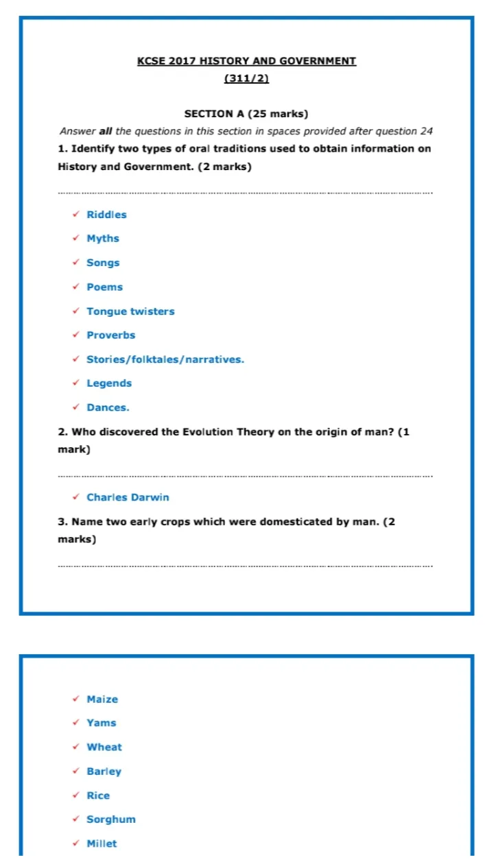 Kcse History Past Papers | Indus Appstore | Screenshot