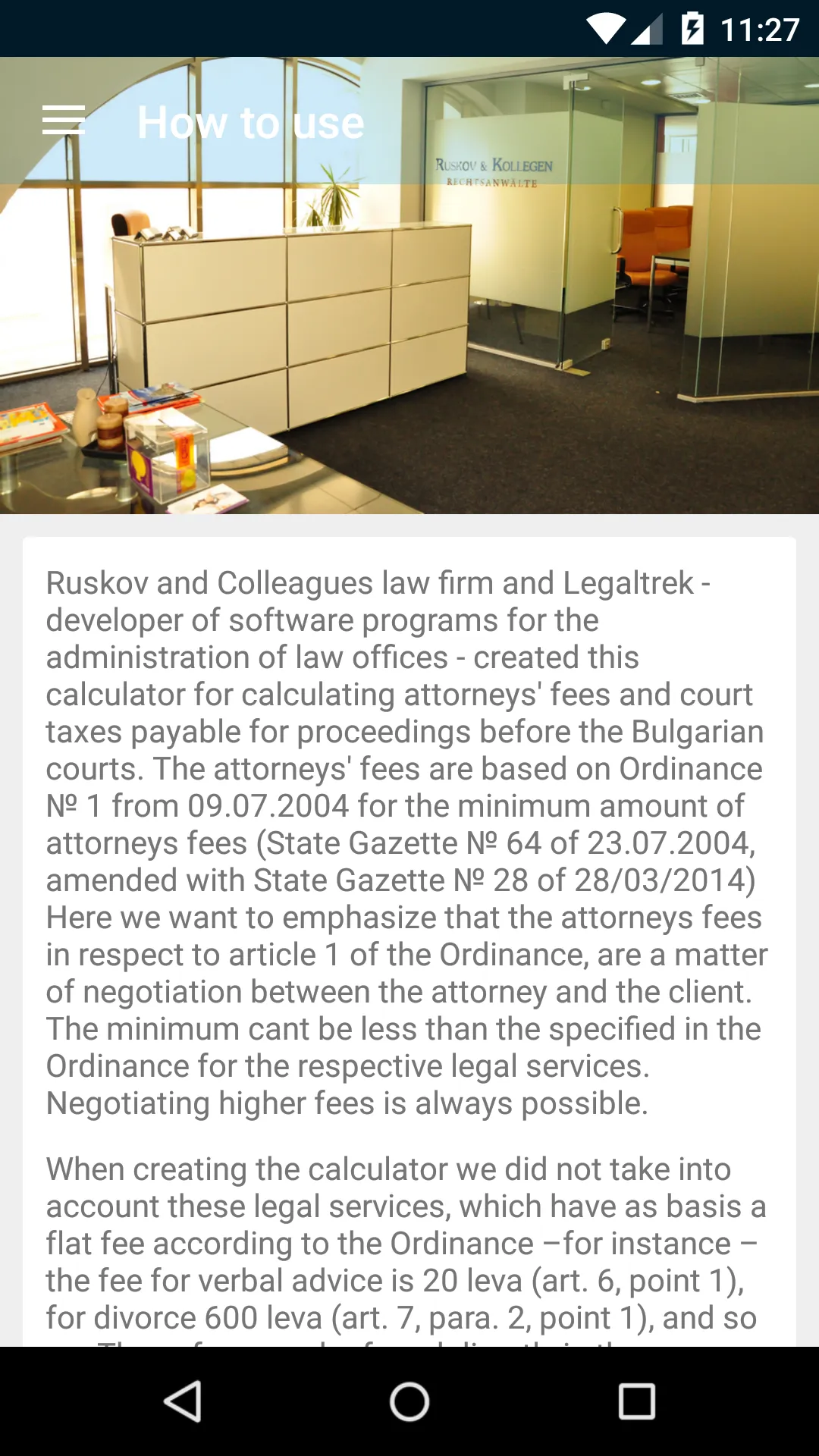 Lawyers' fees calculator | Indus Appstore | Screenshot