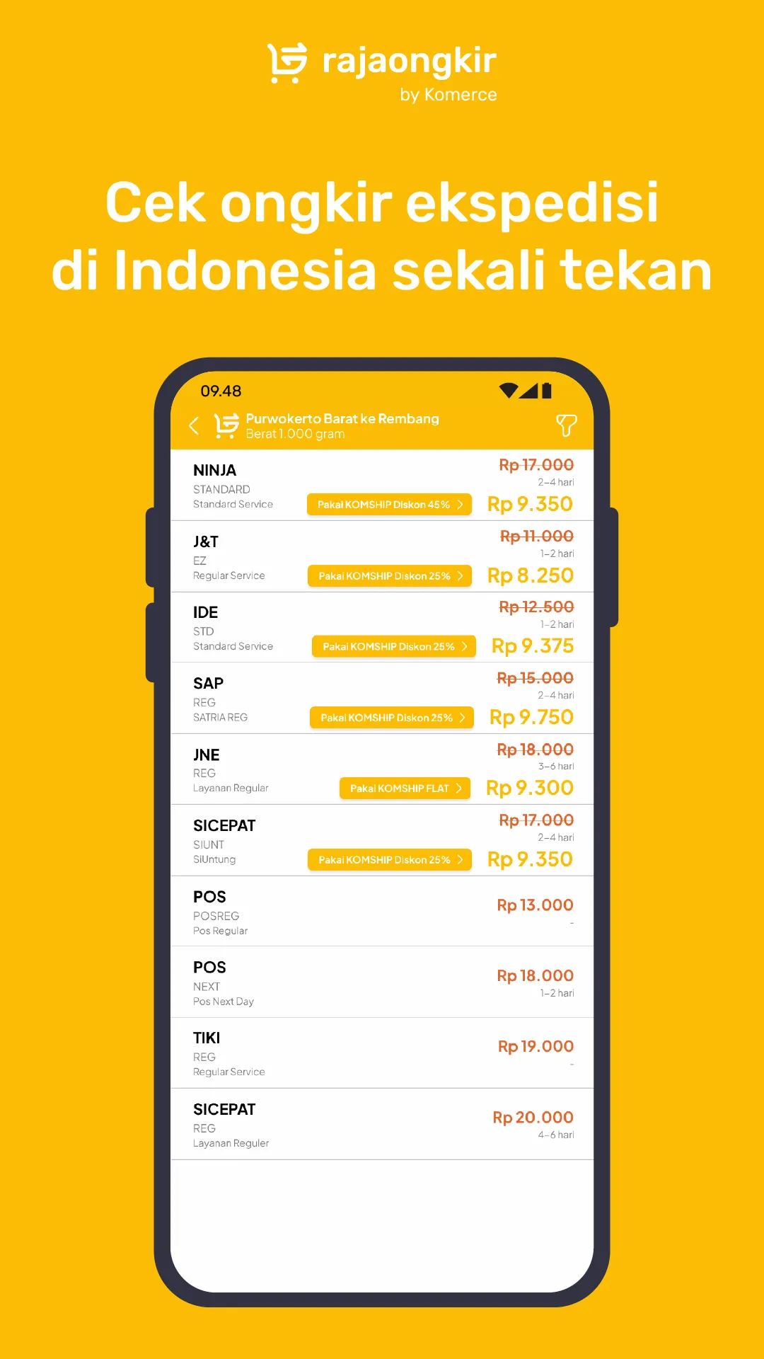 RajaOngkir : Cek Ongkir Akurat | Indus Appstore | Screenshot