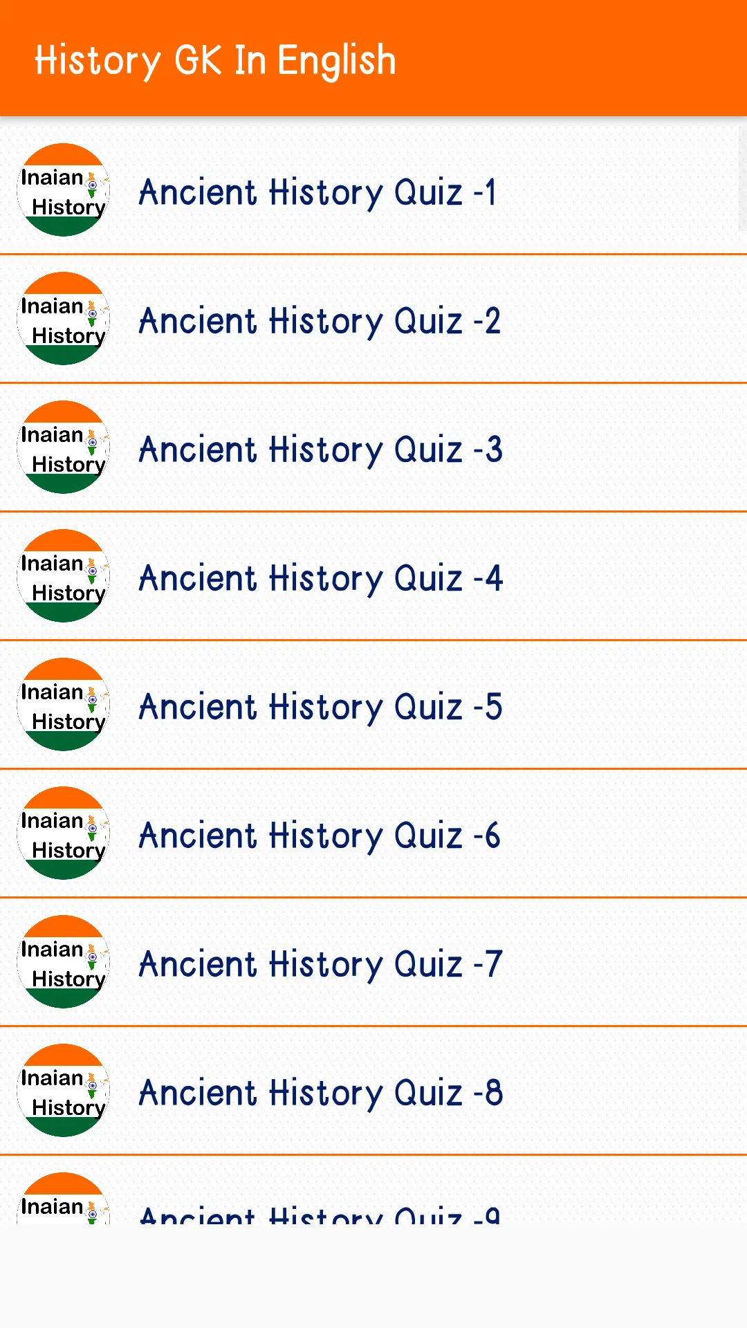 History GK In English (Quiz) | Indus Appstore | Screenshot