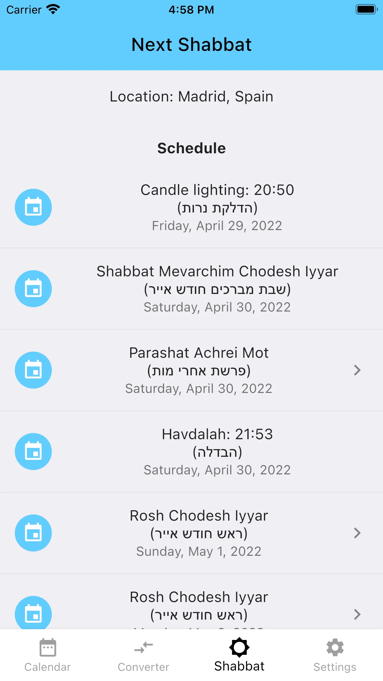 Jewish Calendar Dates | Indus Appstore | Screenshot