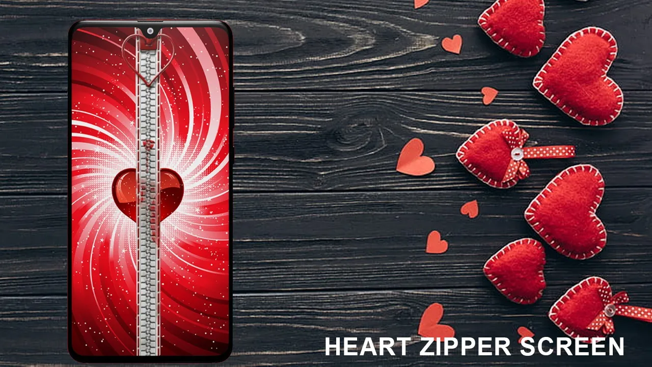 Heart zipper lock screen | Indus Appstore | Screenshot