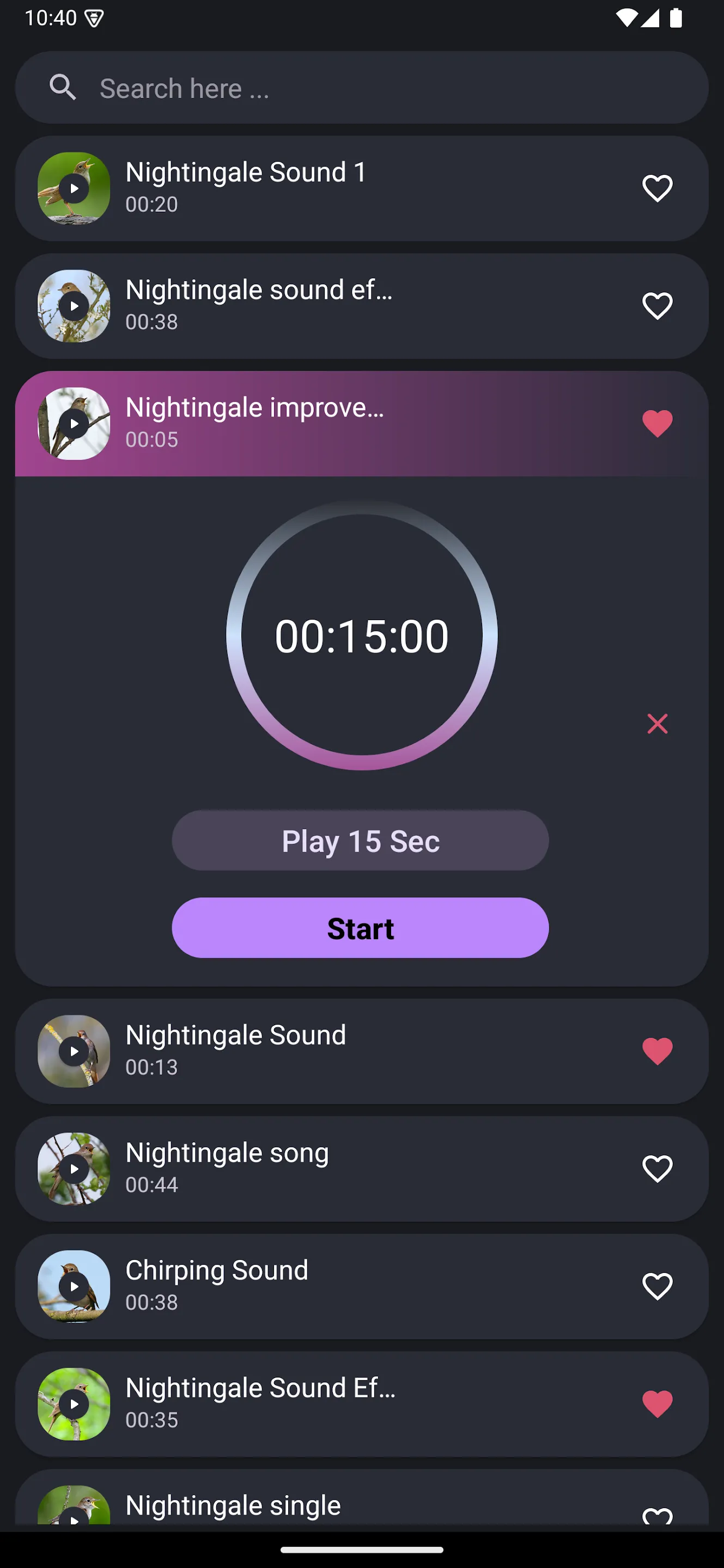 Nightingale Bird Sounds | Indus Appstore | Screenshot