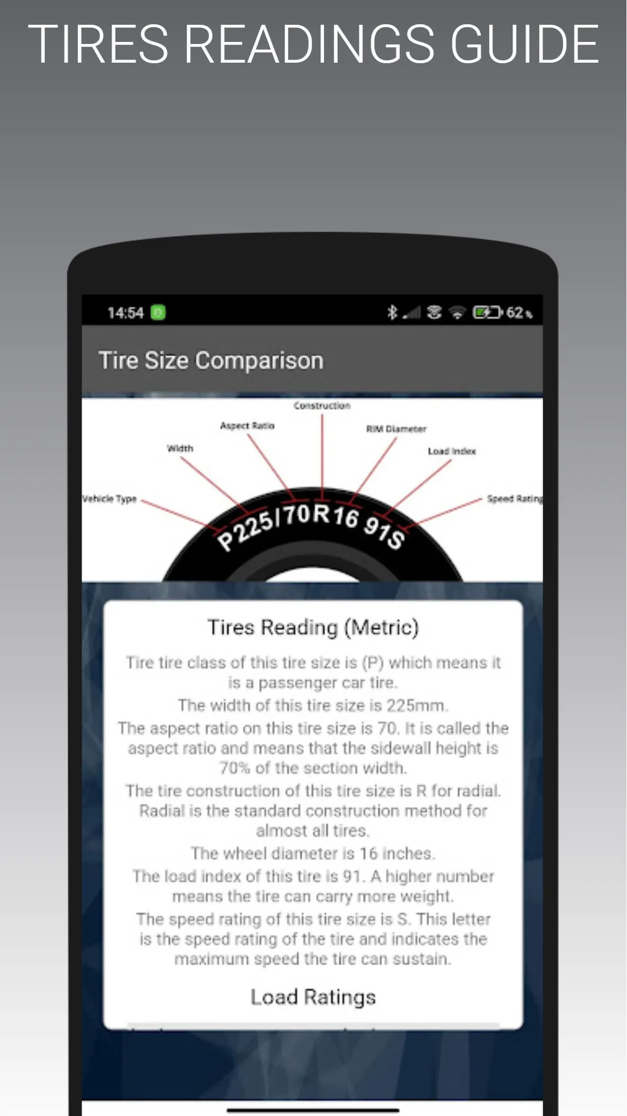 Tire Size Comparison | Indus Appstore | Screenshot