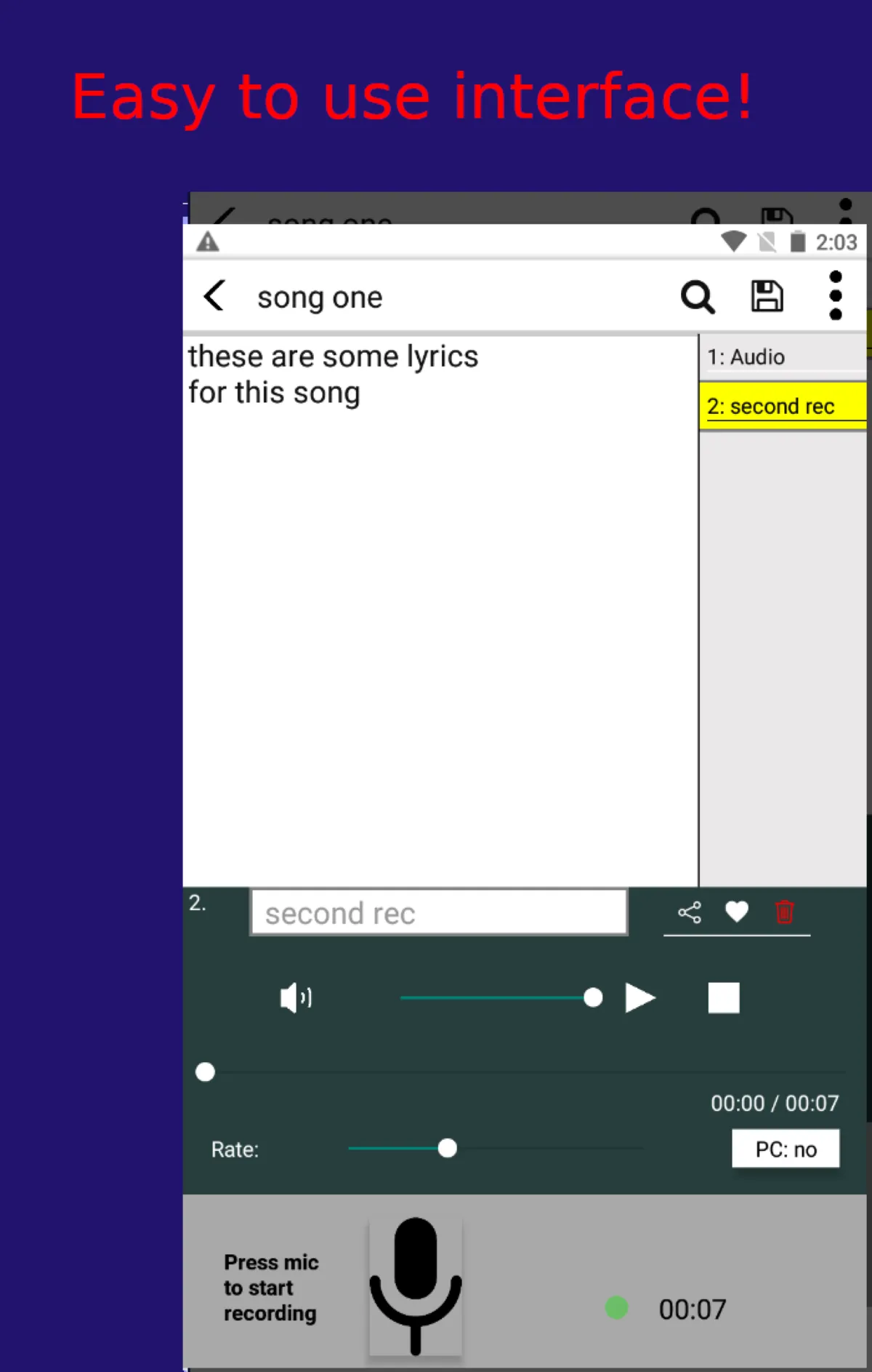 Mugicians, lyrics writer audio | Indus Appstore | Screenshot