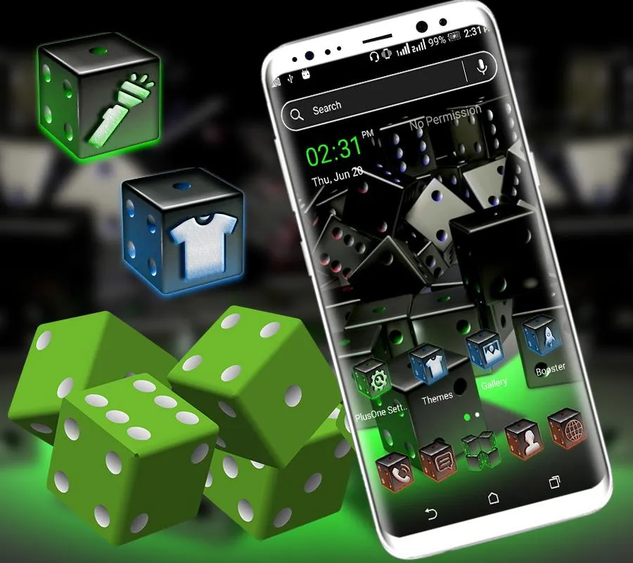 3D Dice Neon Launcher Theme | Indus Appstore | Screenshot