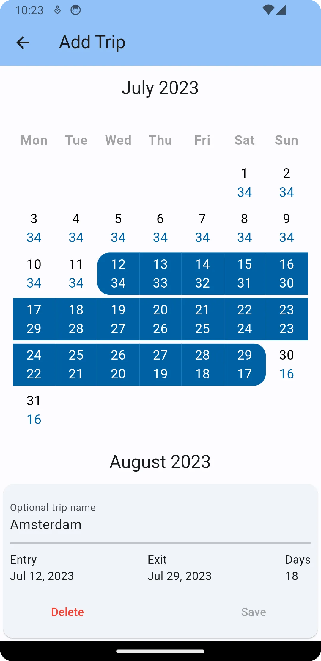 Schengen Calculator | Indus Appstore | Screenshot