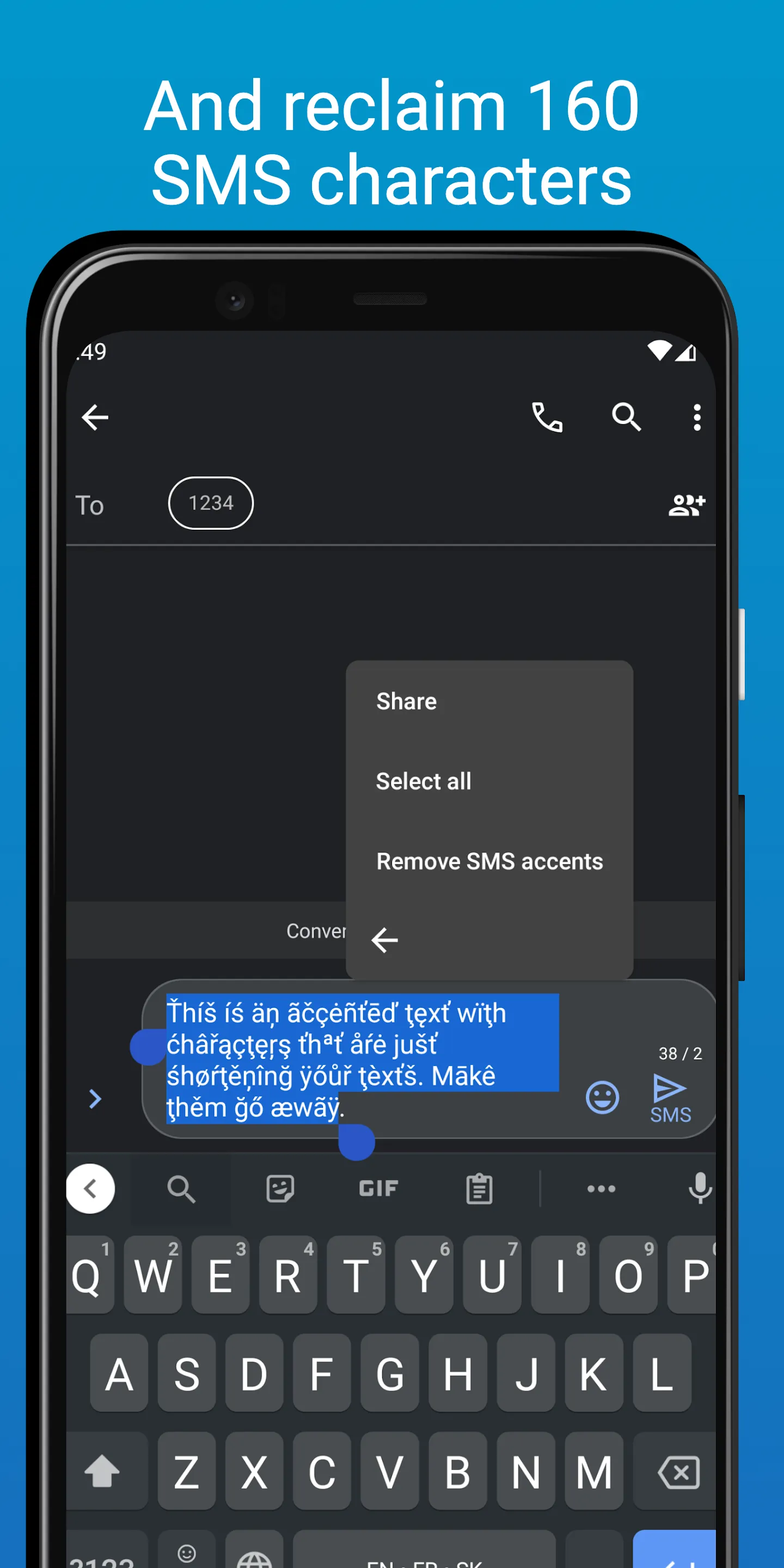 Remove accents (SMS or text) | Indus Appstore | Screenshot