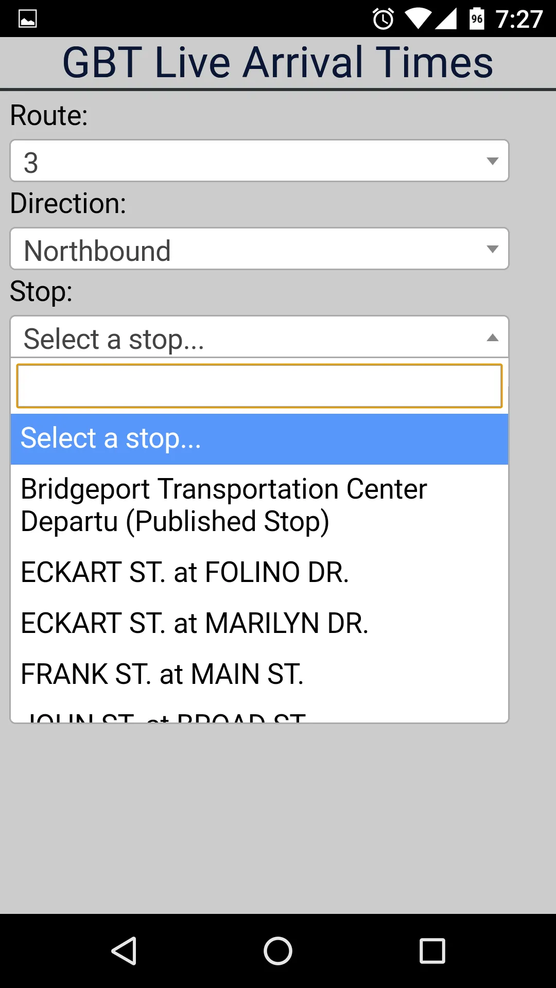 Bridgeport GBT Bus Tracker | Indus Appstore | Screenshot