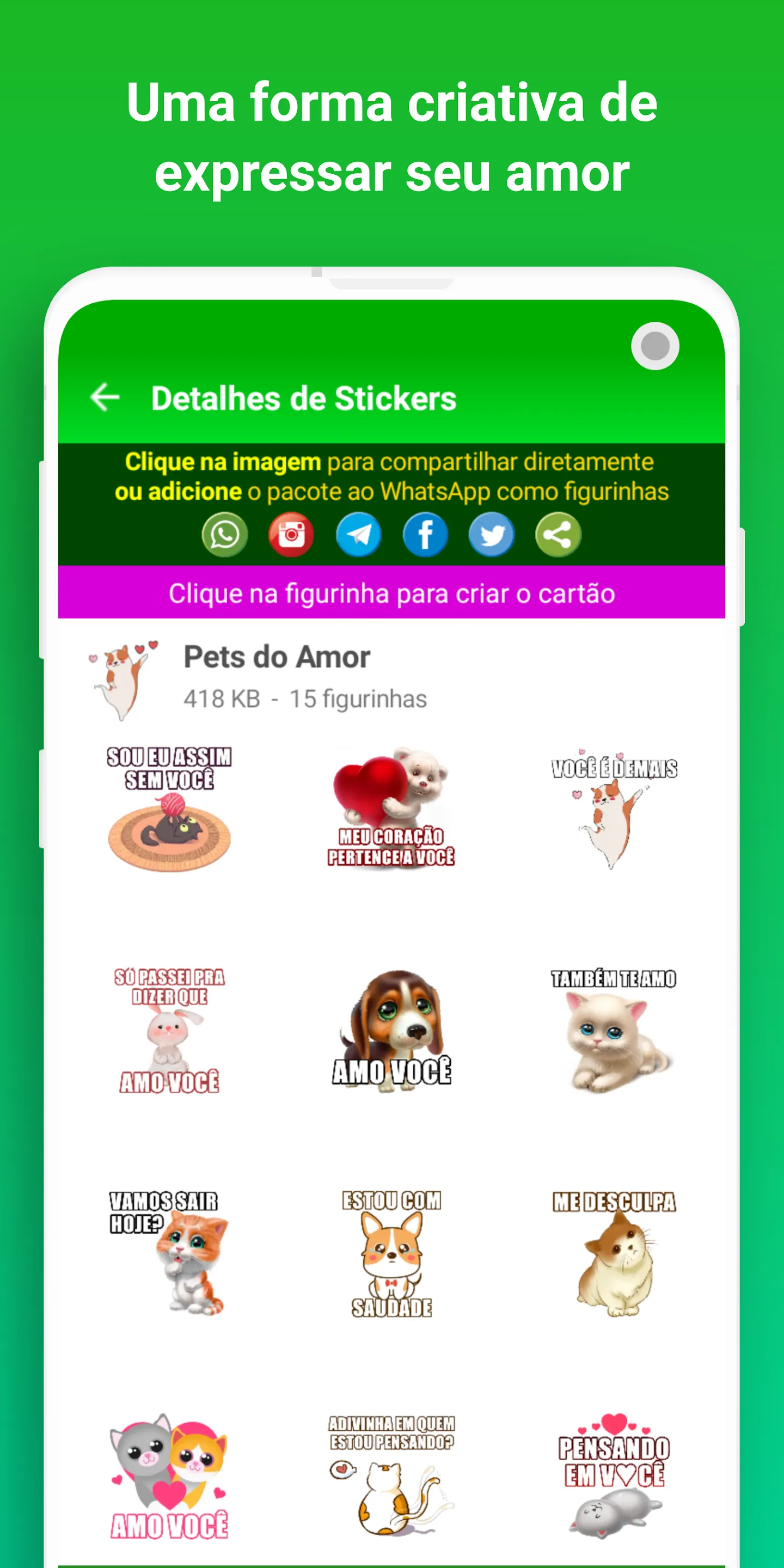 Figurinhas de Amor e Cantadas | Indus Appstore | Screenshot