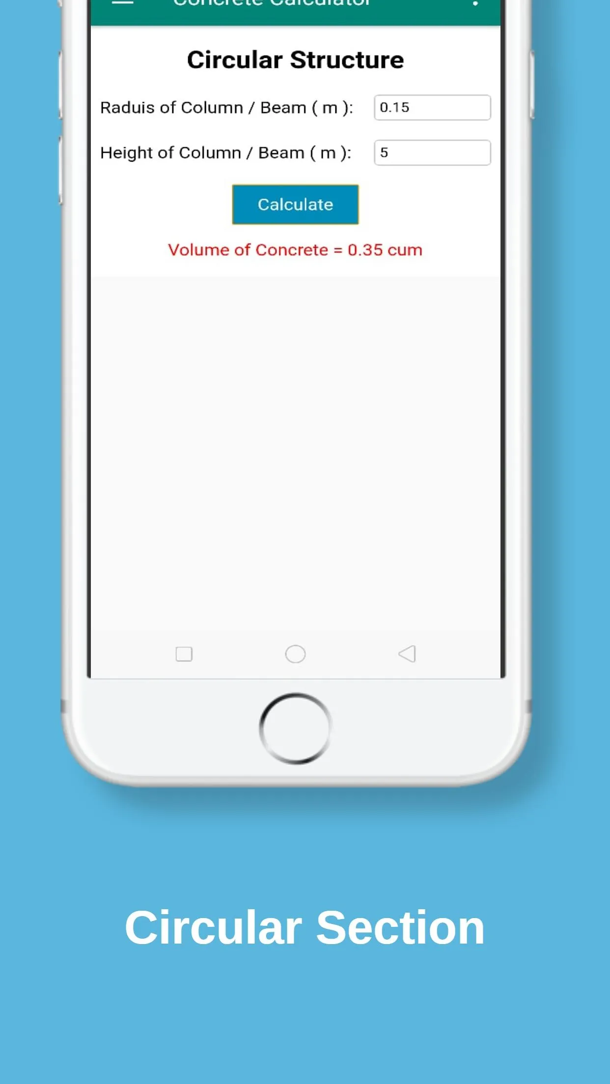 Concrete Calculator | Indus Appstore | Screenshot