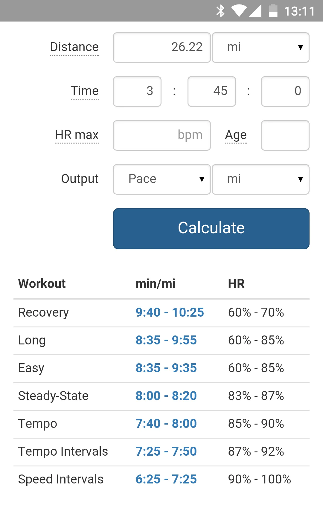 Pace Calculator for Runners | Indus Appstore | Screenshot