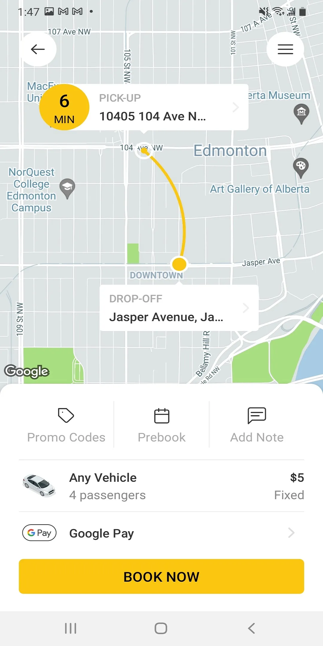 Greater Edmonton Yellow Cab | Indus Appstore | Screenshot