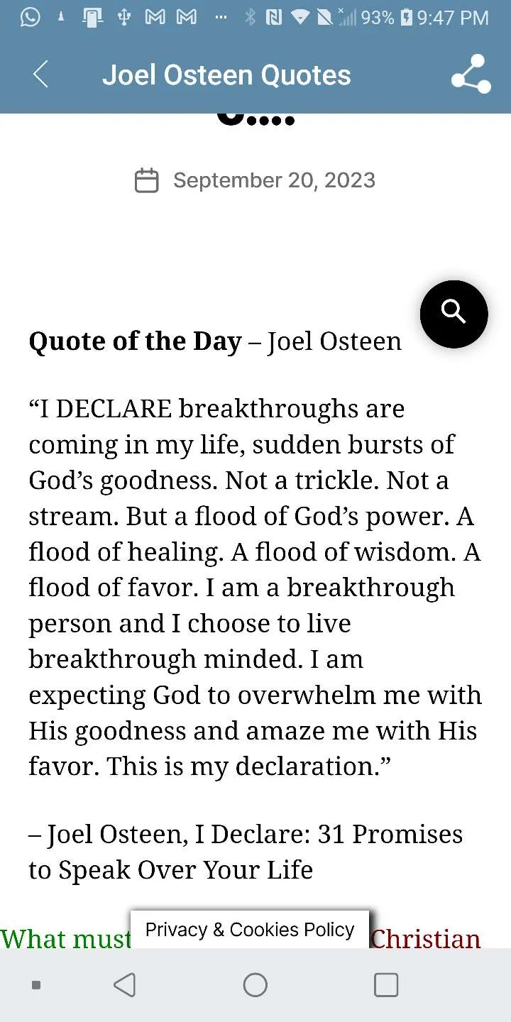 Joel Osteen Quote of the Day | Indus Appstore | Screenshot