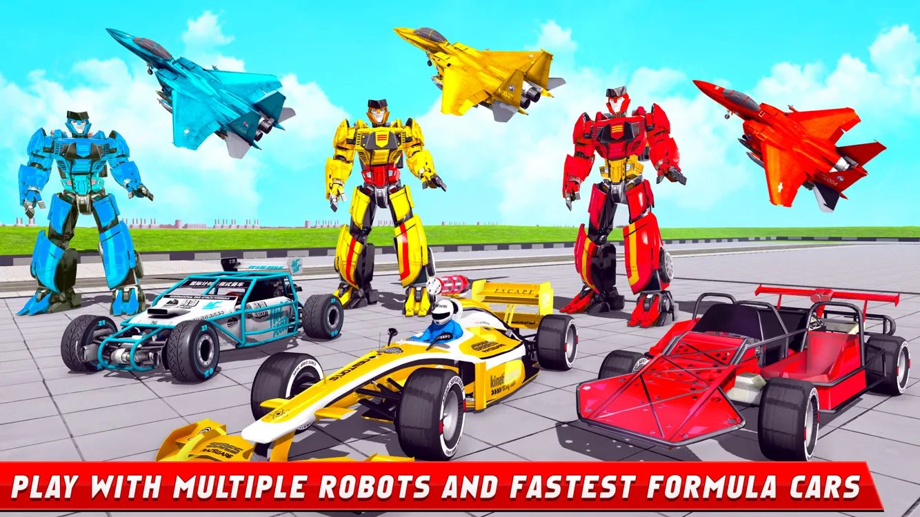 Flying Formula Car Robot Game | Indus Appstore | Screenshot