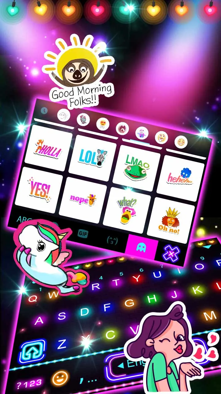 Neon Lights Love Keyboard Back | Indus Appstore | Screenshot