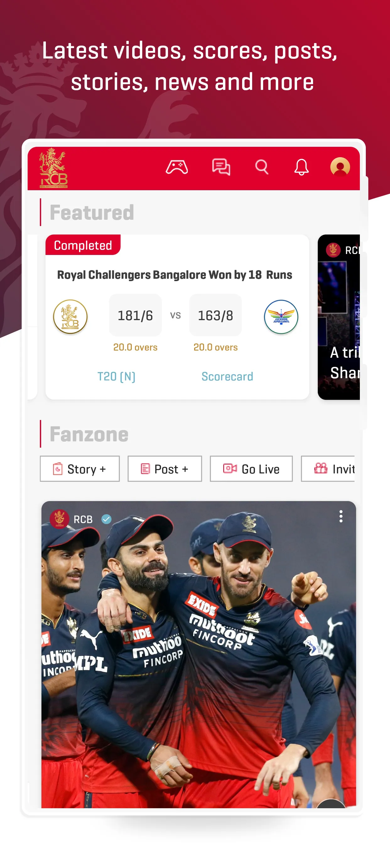 RCB Official- Live IPL Cricket | Indus Appstore | Screenshot