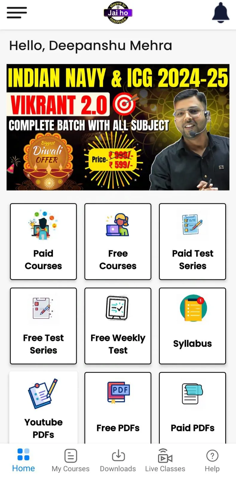 Jai Ho Institute by Mayank Sir | Indus Appstore | Screenshot