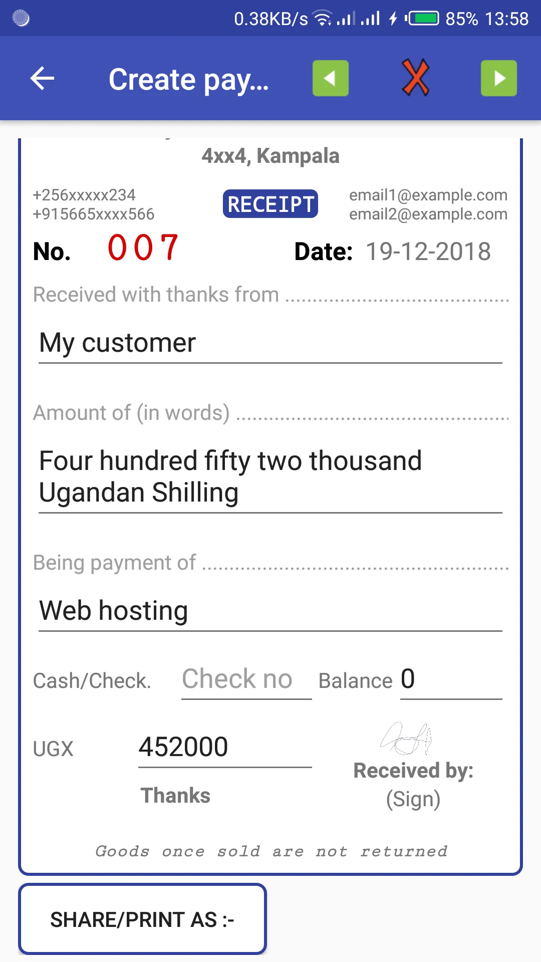 Offline Receipt Book | Indus Appstore | Screenshot