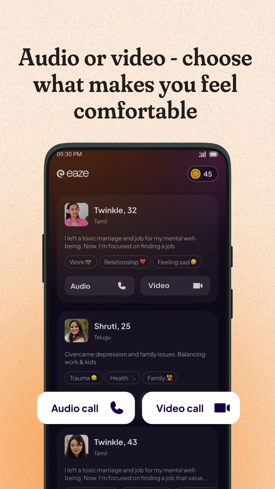 Eaze : Talk & Feel better | Indus Appstore | Screenshot