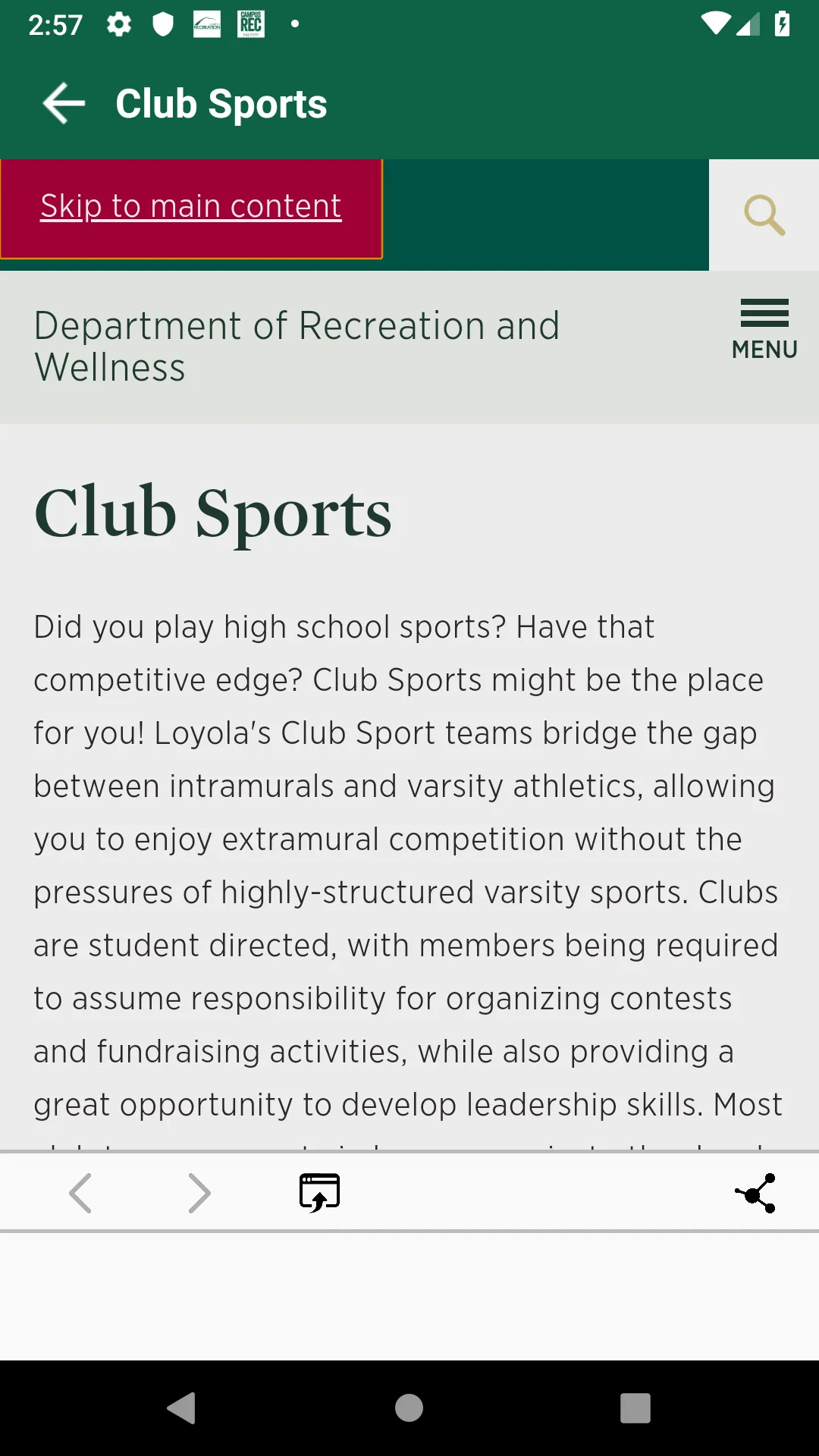 Loyola Recreation & Wellness | Indus Appstore | Screenshot