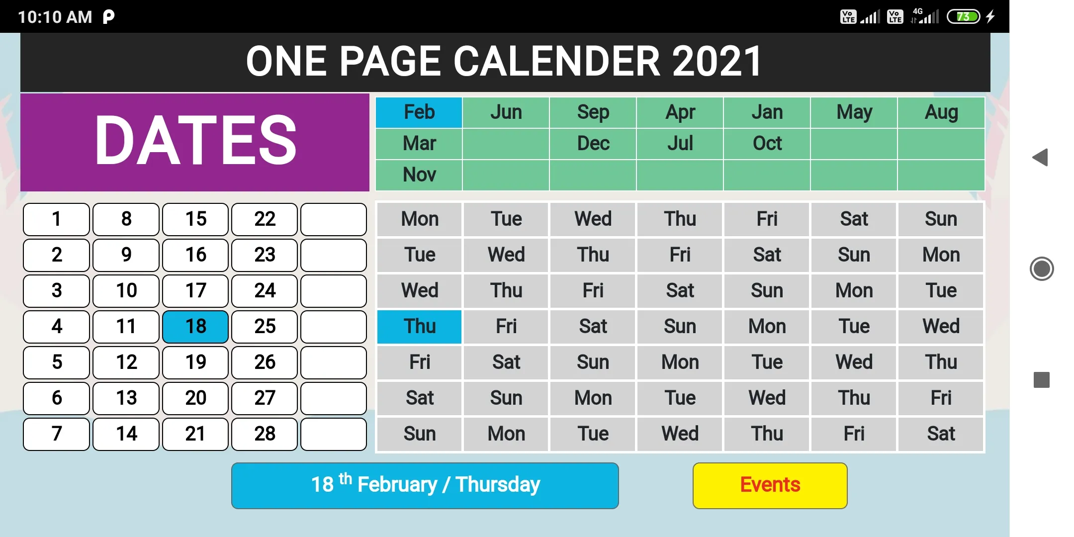 2021 One page calendar | Indus Appstore | Screenshot