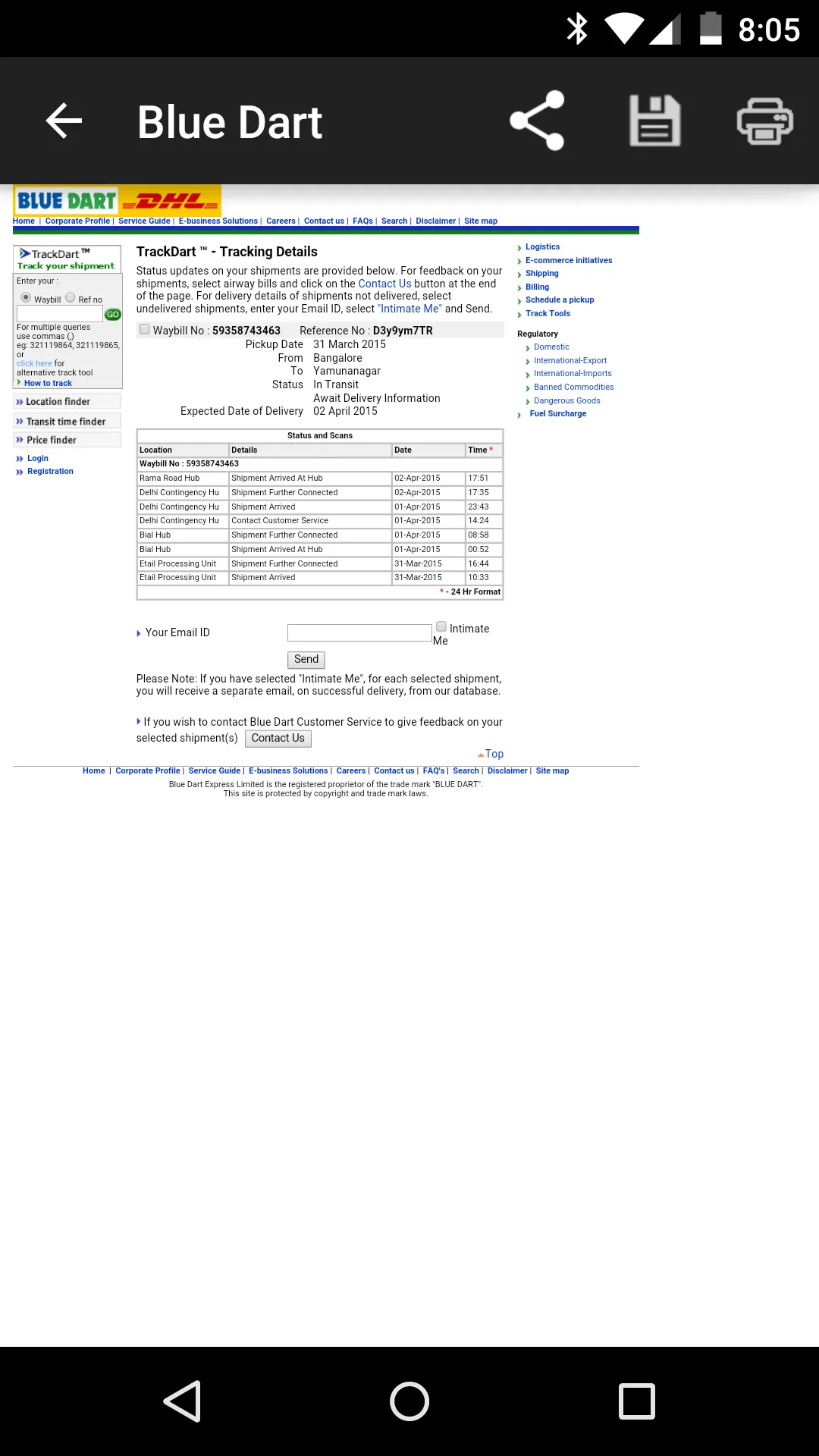 Courier Tracker Multi | Indus Appstore | Screenshot