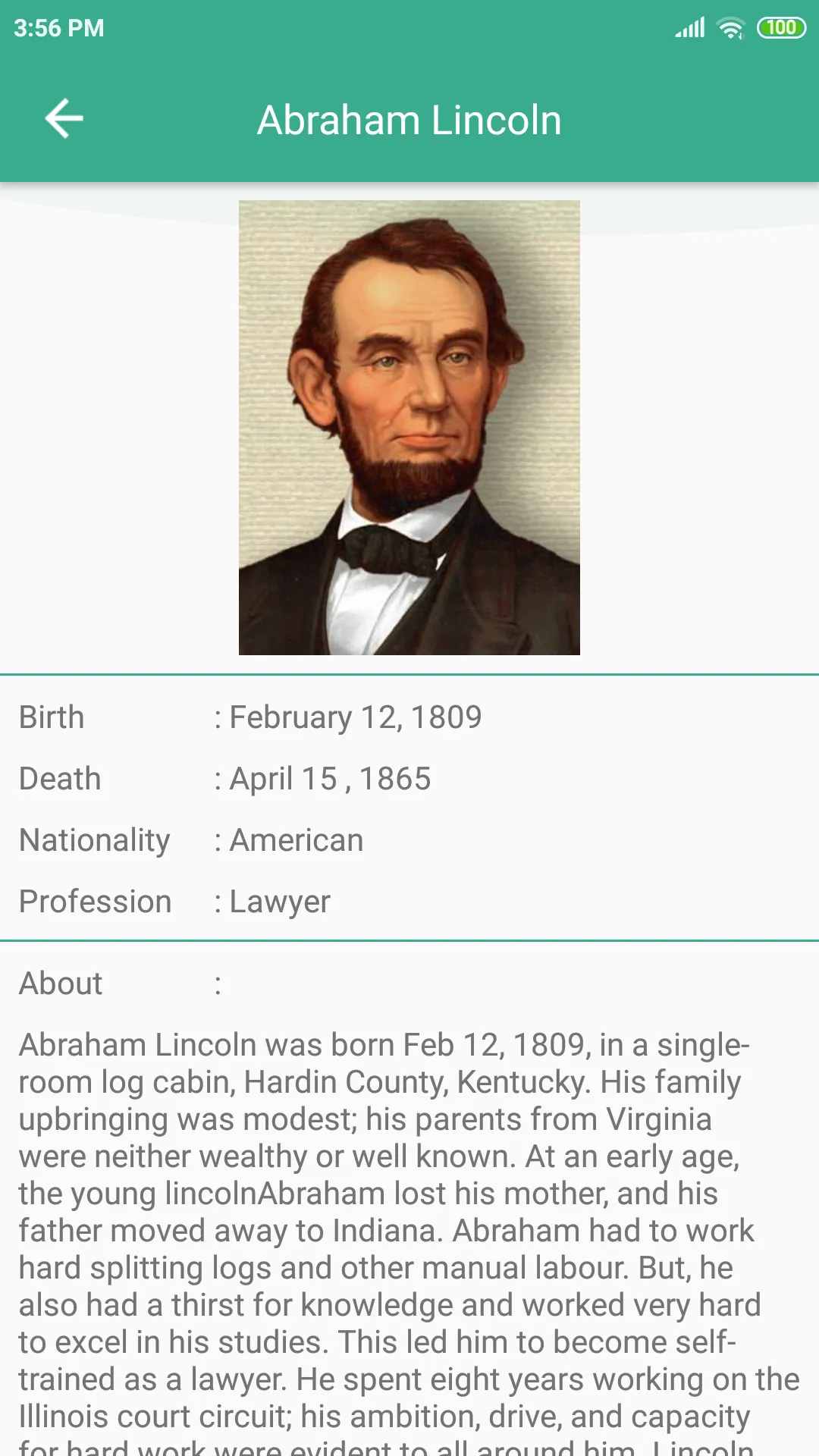 Abraham Lincoln Quotes | Indus Appstore | Screenshot