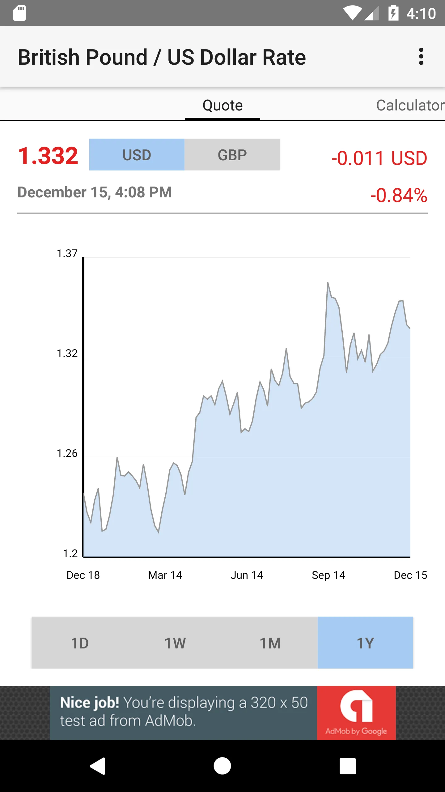 US Dollar / British Pound Rate | Indus Appstore | Screenshot