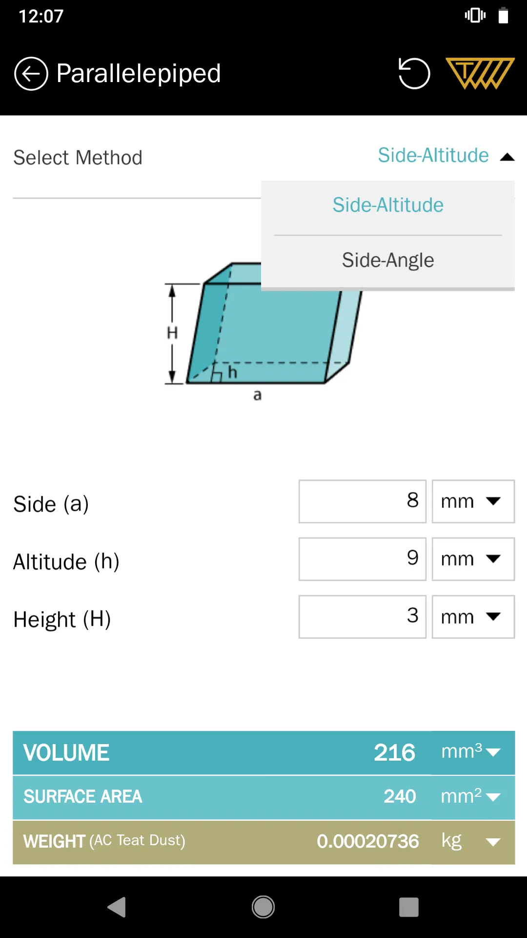 Area Volume Calculator | Indus Appstore | Screenshot