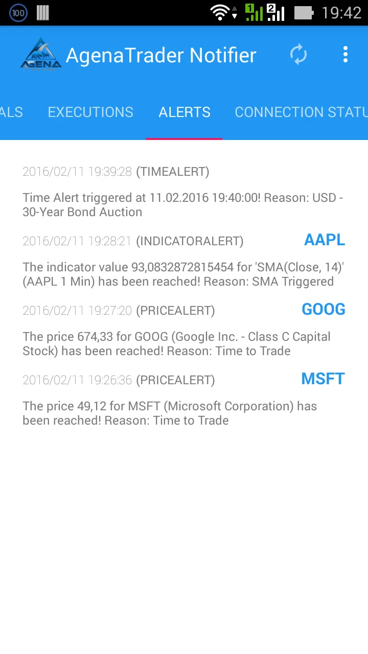 AgenaTrader Notifier | Indus Appstore | Screenshot