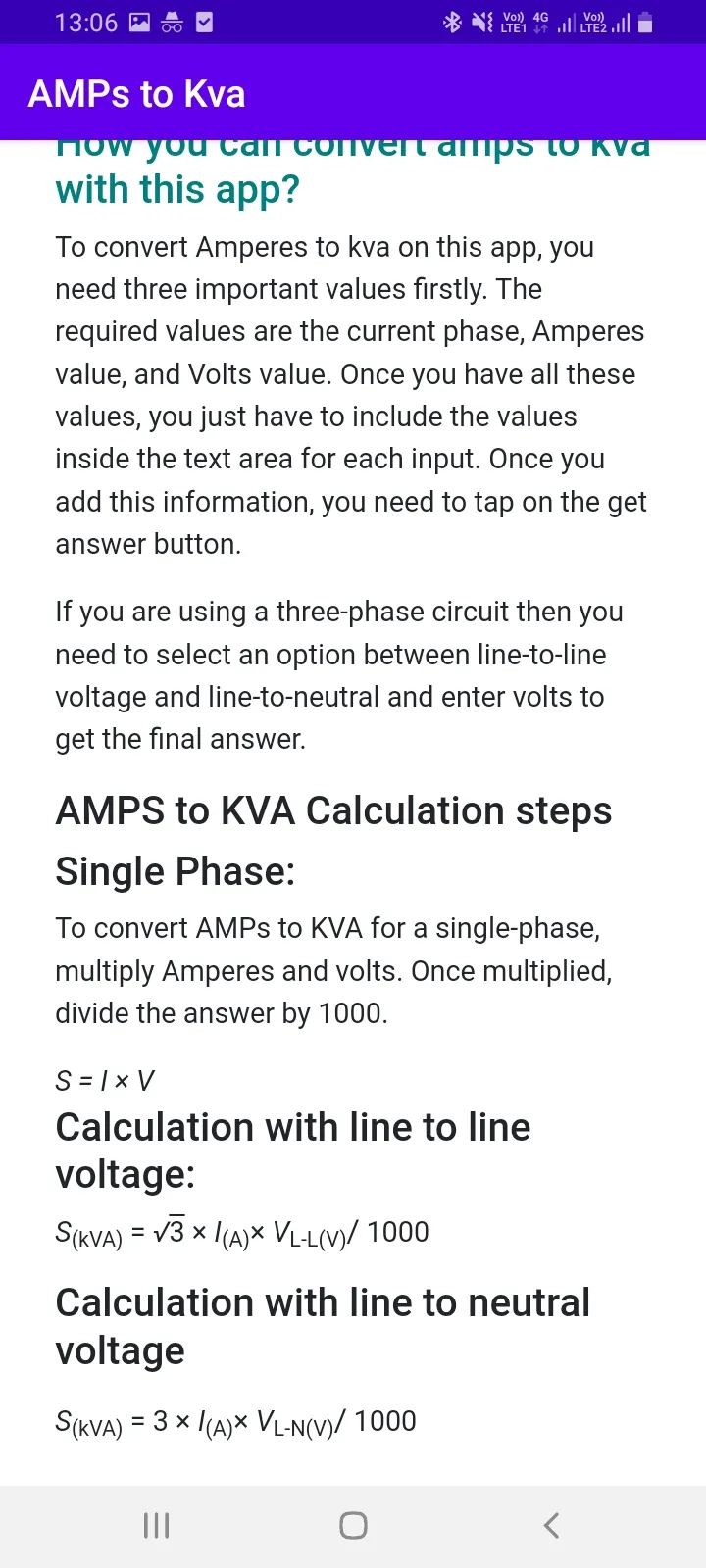 AMPs to Kva Converter | Indus Appstore | Screenshot