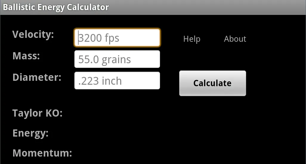 Ballistic Energy Calc | Indus Appstore | Screenshot