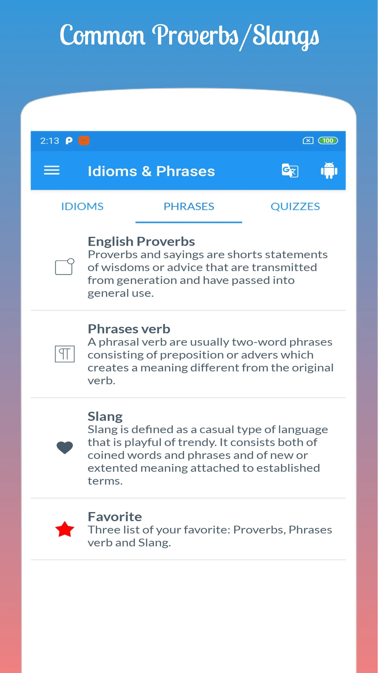 English Idioms & Phrases | Indus Appstore | Screenshot