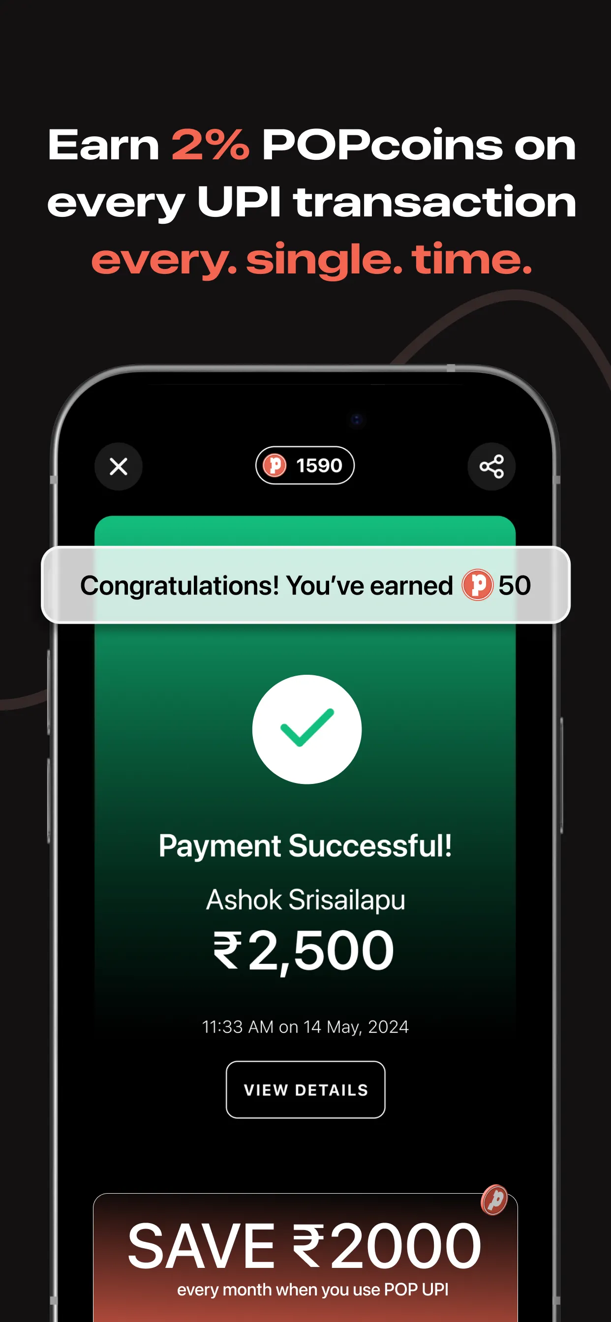 POP: UPI & Credit Card Rewards | Indus Appstore | Screenshot