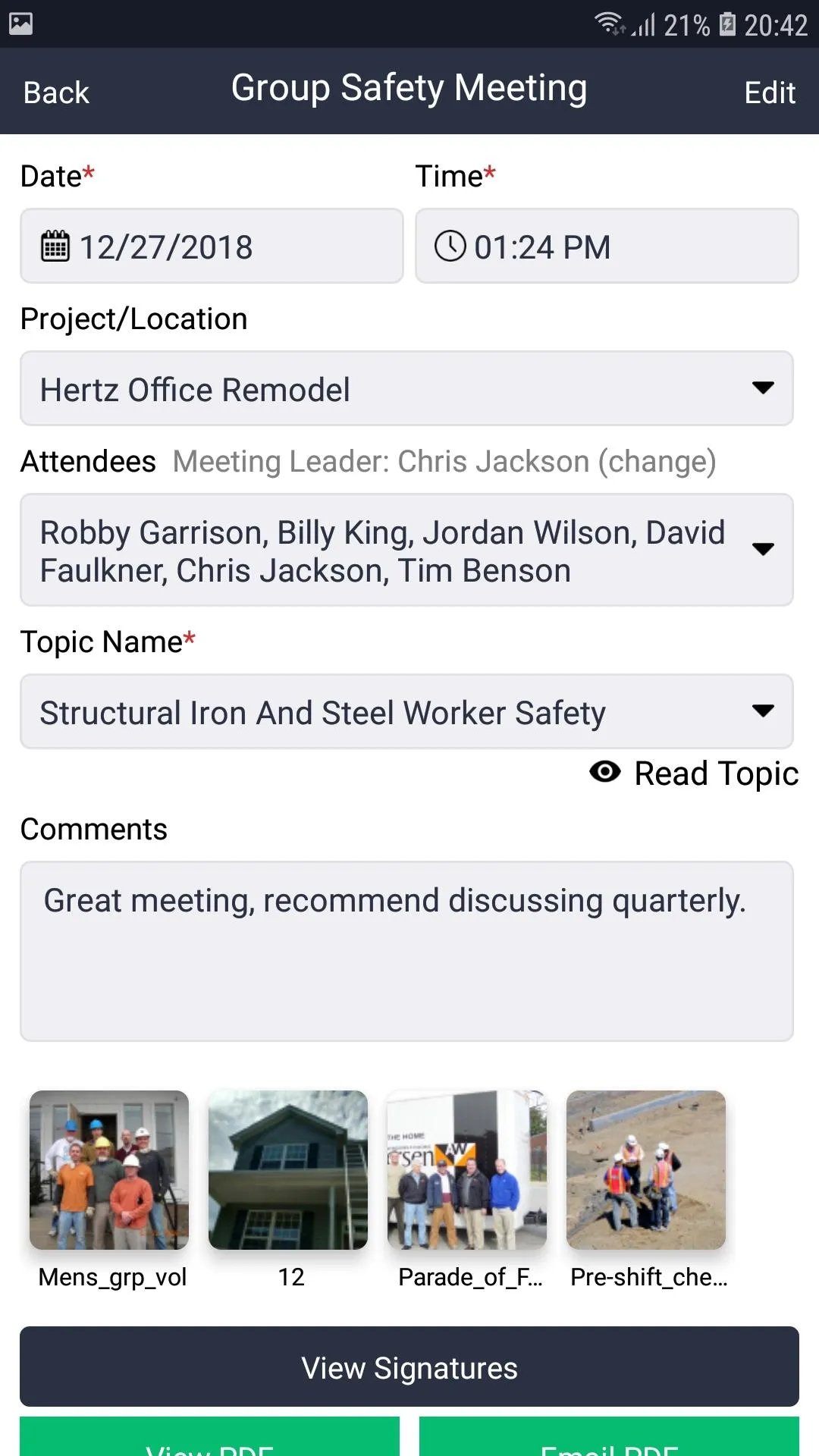 Safety Meeting Pro (Checklists | Indus Appstore | Screenshot