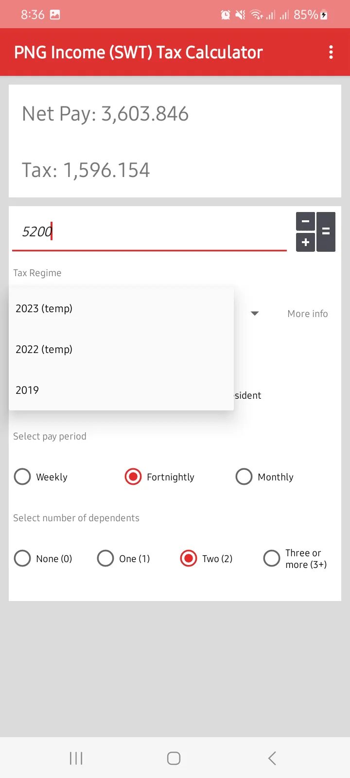 PNG Income Tax Calculator | Indus Appstore | Screenshot