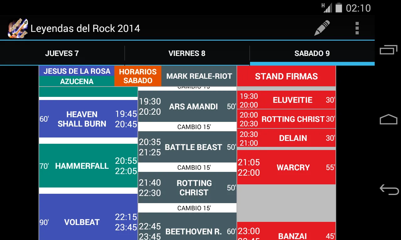 Leyendas del Rock Horarios | Indus Appstore | Screenshot