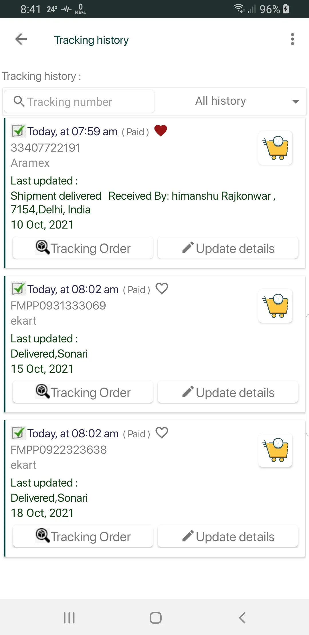 Track my Order | Indus Appstore | Screenshot