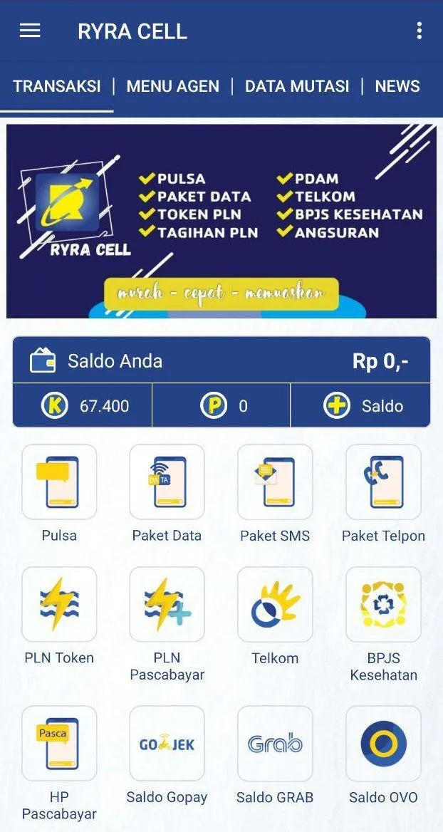 RYRA CELL : Agen Pulsa & PPOB | Indus Appstore | Screenshot