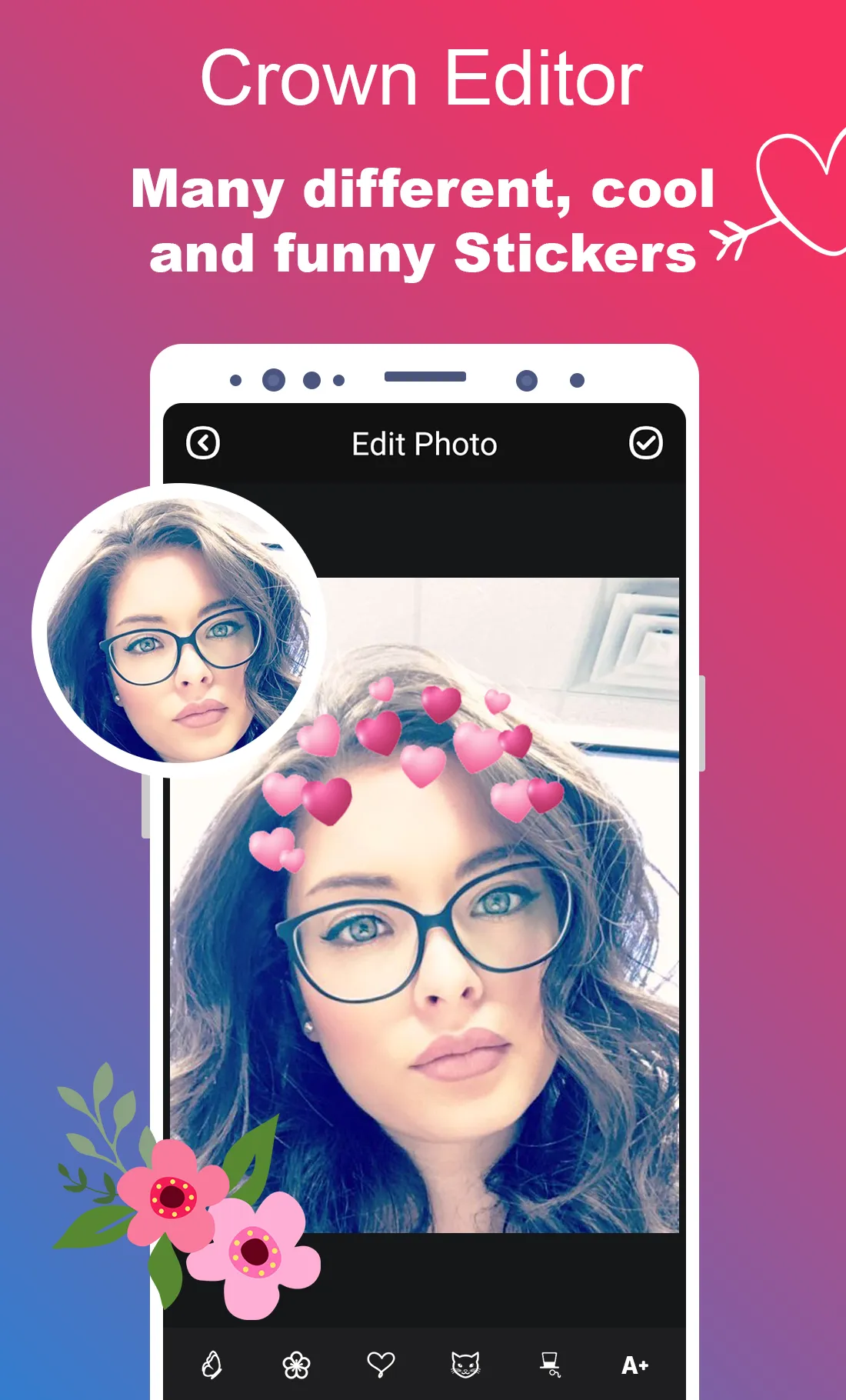 Crown Editor - Heart & Flowers | Indus Appstore | Screenshot