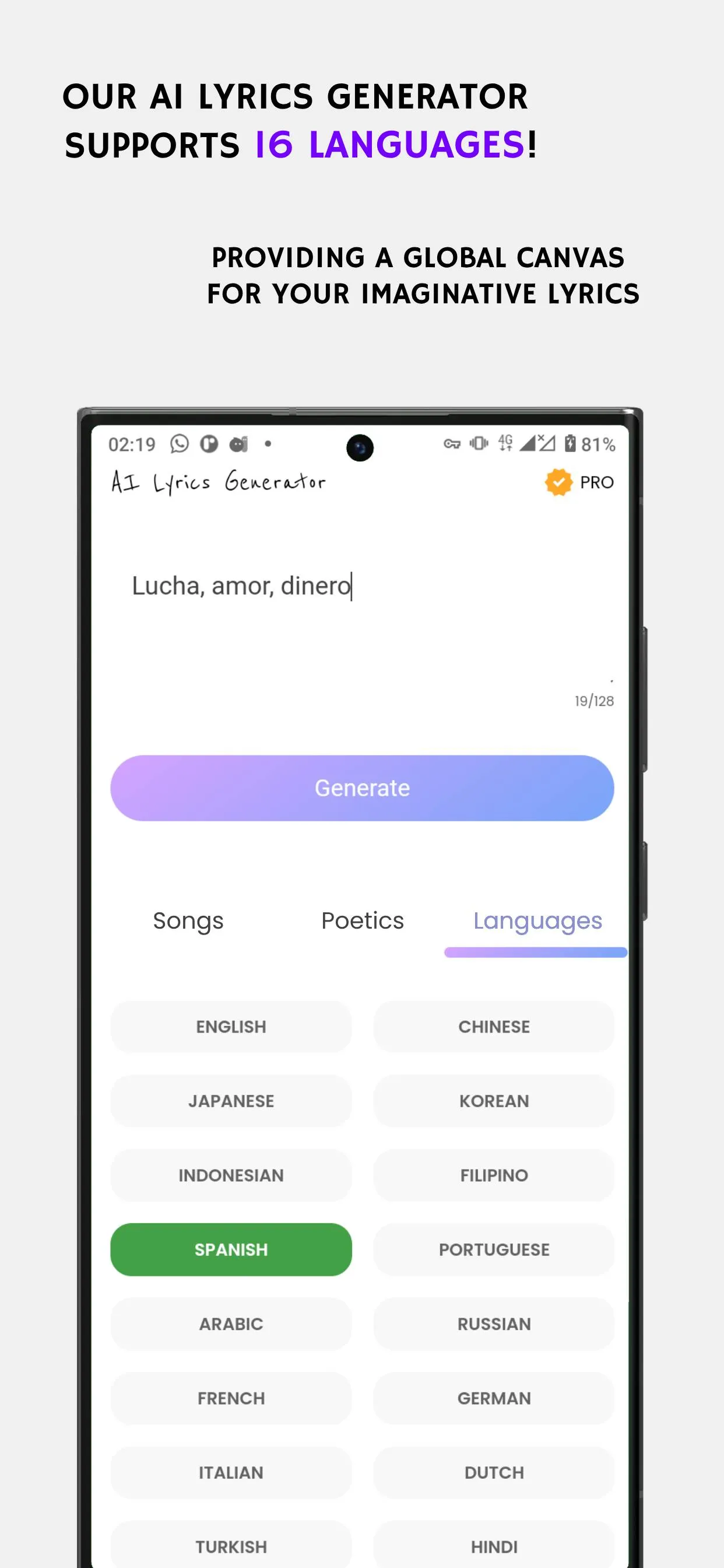 AI Lyrics Generator | Indus Appstore | Screenshot