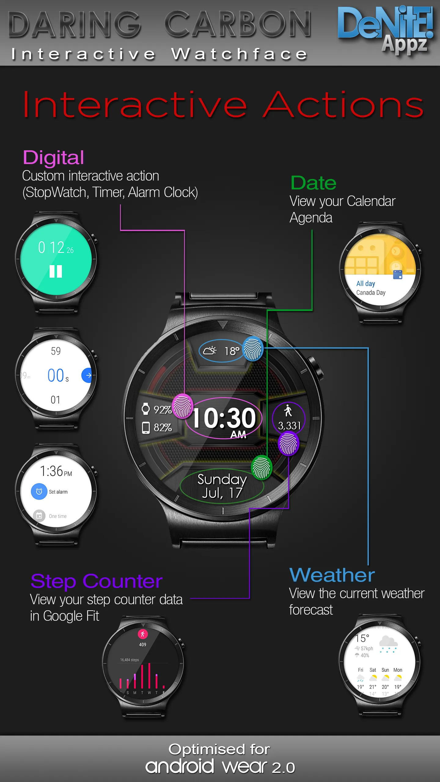 Daring Carbon HD Watch Face | Indus Appstore | Screenshot