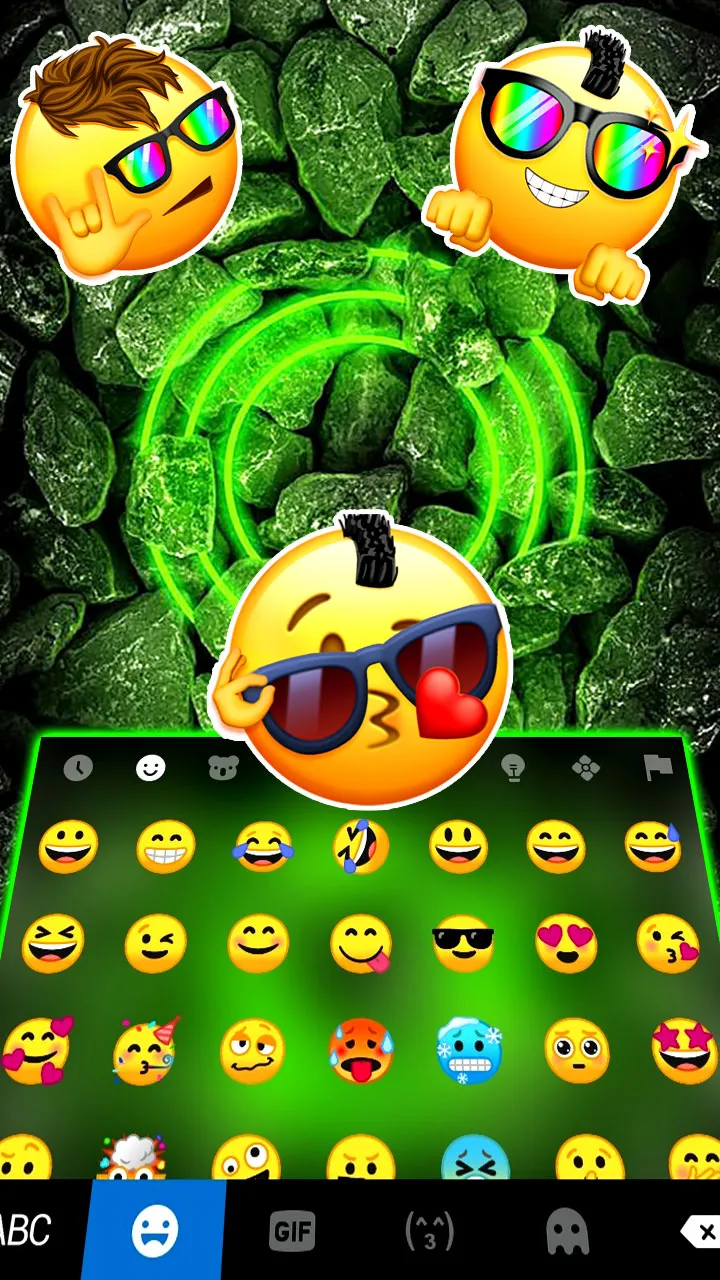 Green Neon Stones Keyboard Bac | Indus Appstore | Screenshot