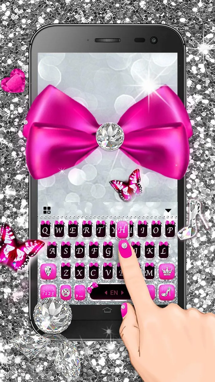 Silver Bowknot Keyboard Theme | Indus Appstore | Screenshot