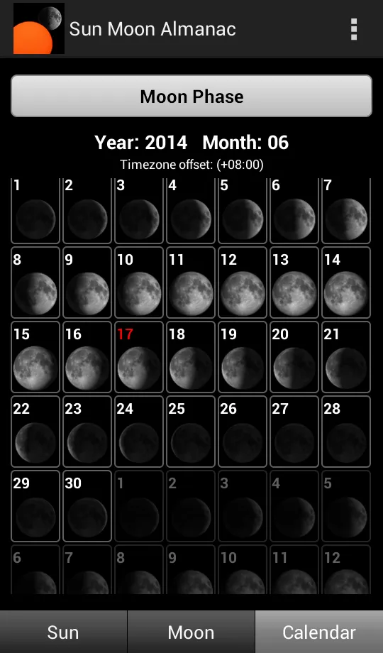 Sun Moon Almanac | Indus Appstore | Screenshot